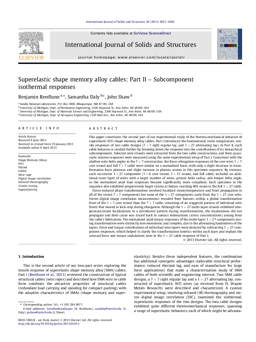 Superelastic shape memory alloy cables: Part II – Subcomponent isothermal responses