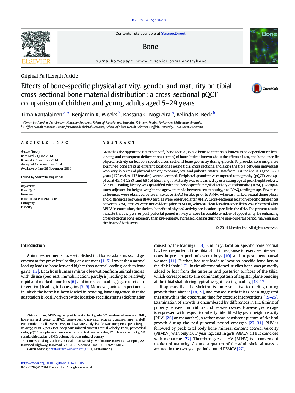 Effects of bone-specific physical activity, gender and maturity on tibial cross-sectional bone material distribution: a cross-sectional pQCT comparison of children and young adults aged 5–29 years