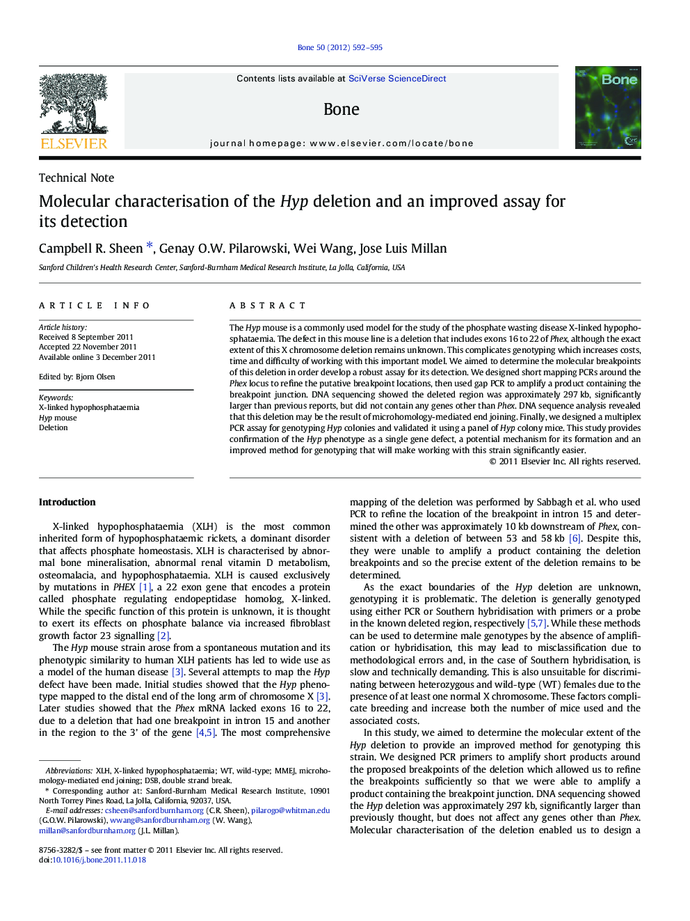 Molecular characterisation of the Hyp deletion and an improved assay for its detection