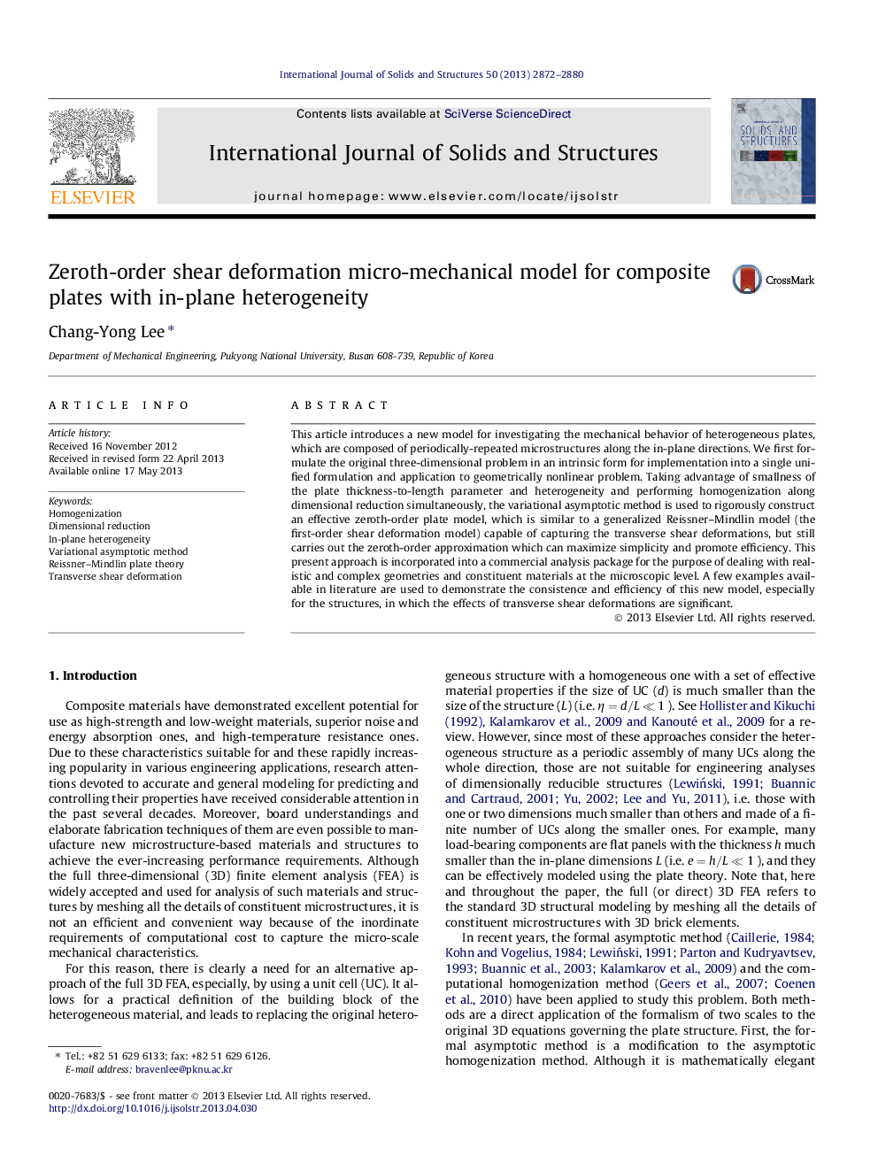 Zeroth-order shear deformation micro-mechanical model for composite plates with in-plane heterogeneity