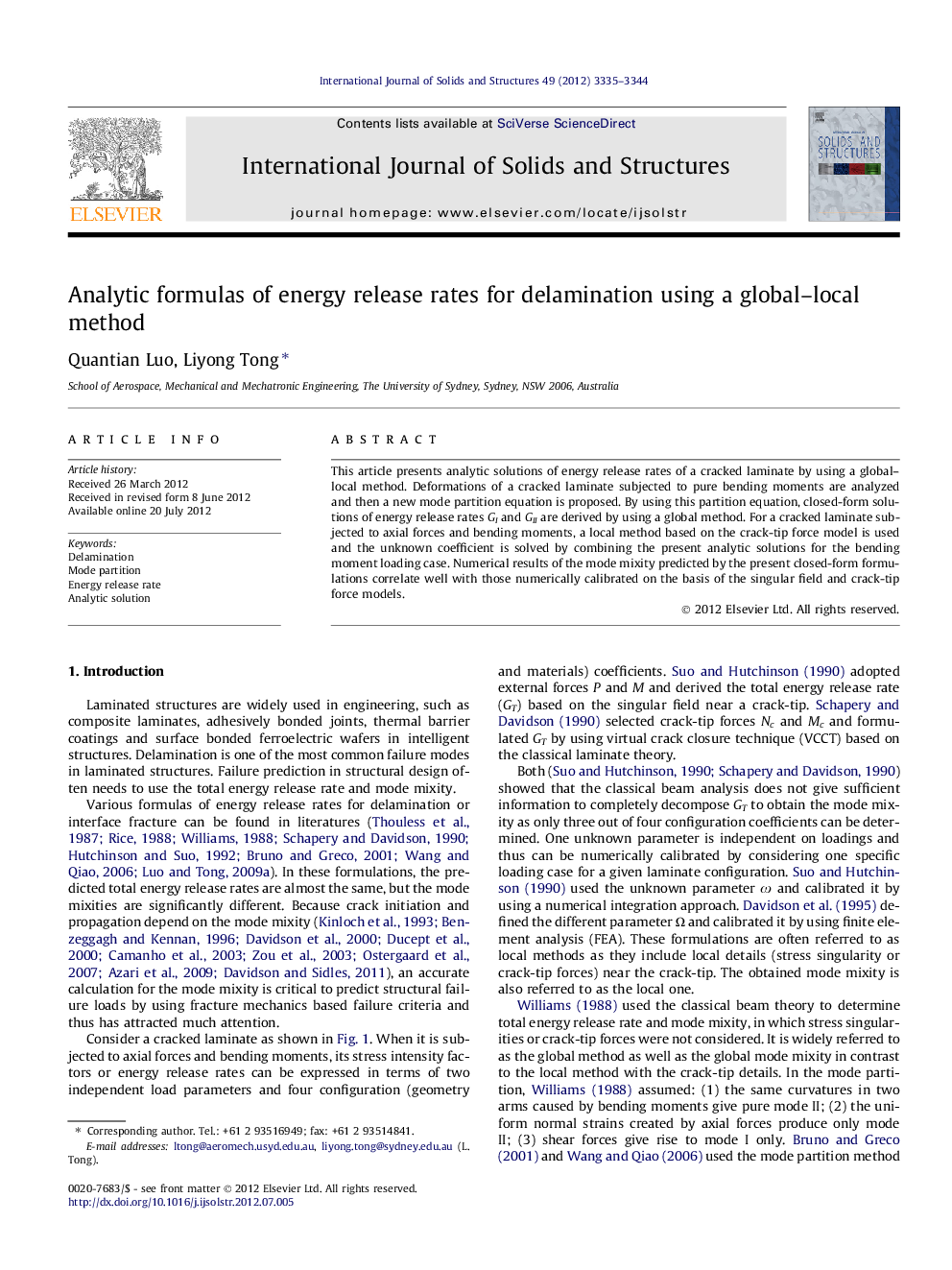 Analytic formulas of energy release rates for delamination using a global–local method