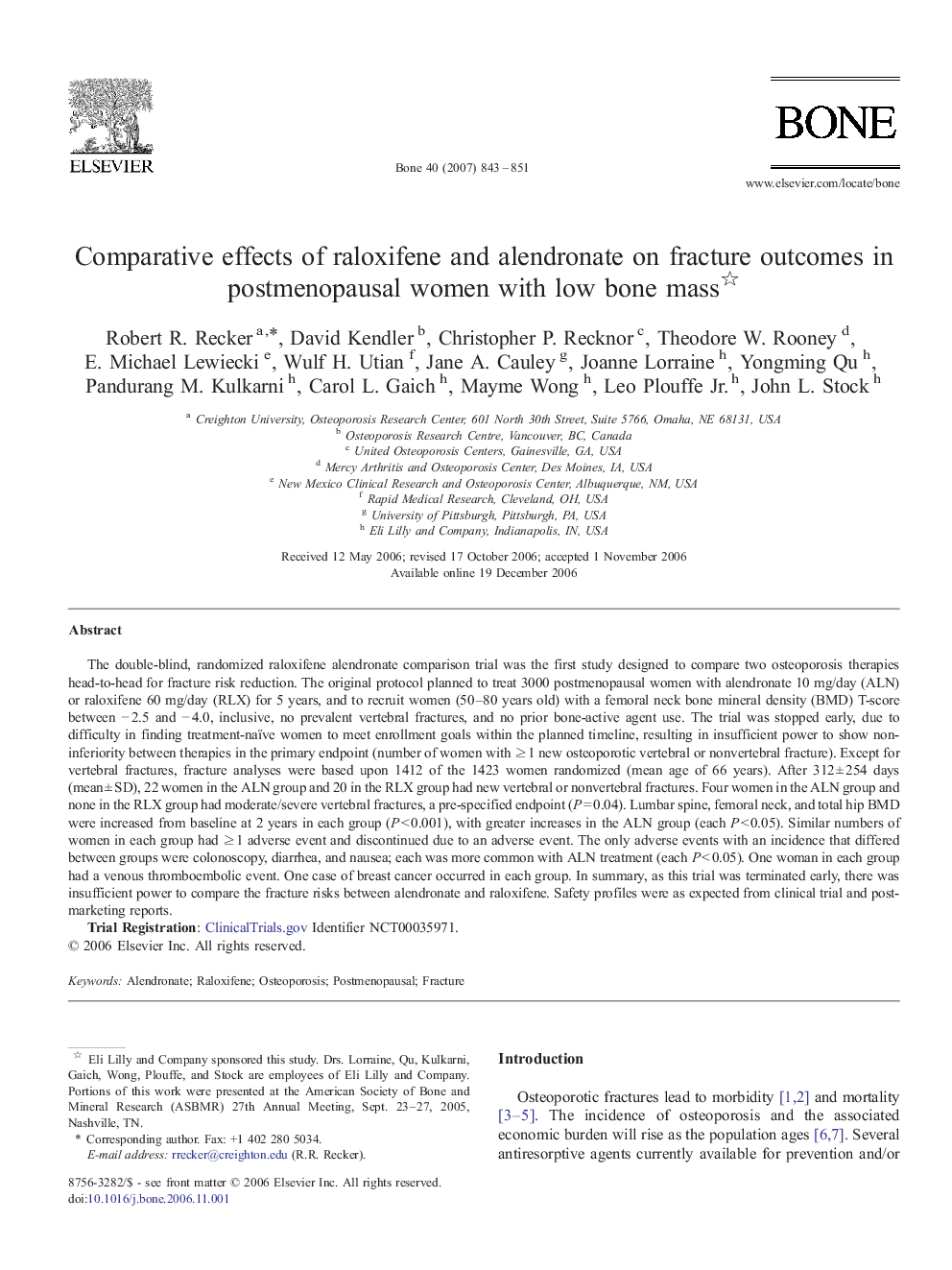 Comparative effects of raloxifene and alendronate on fracture outcomes in postmenopausal women with low bone mass 