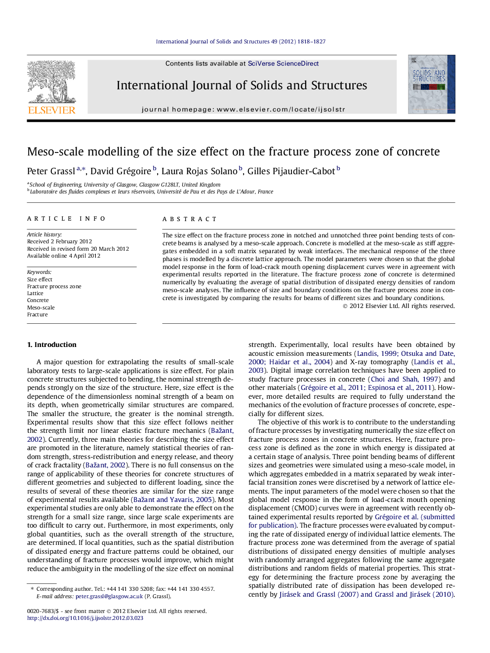 Meso-scale modelling of the size effect on the fracture process zone of concrete