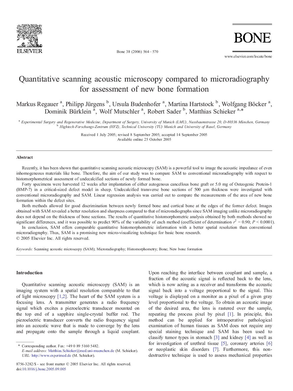 Quantitative scanning acoustic microscopy compared to microradiography for assessment of new bone formation