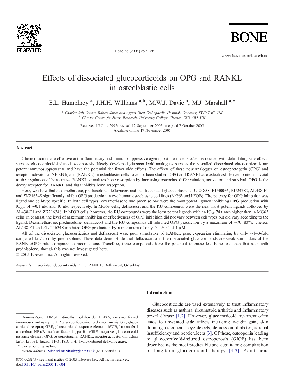 Effects of dissociated glucocorticoids on OPG and RANKL in osteoblastic cells