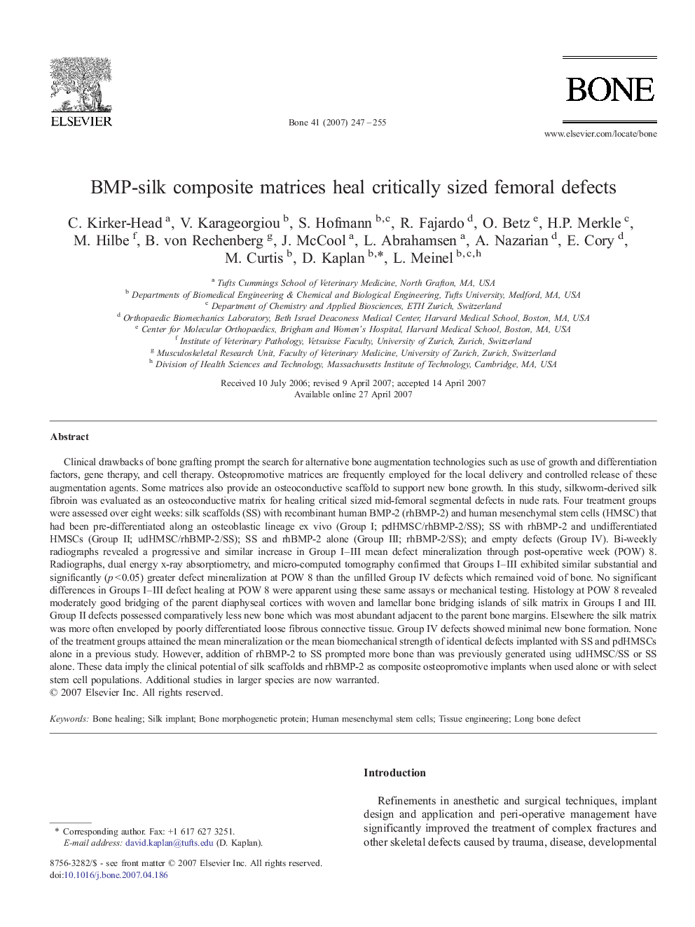 BMP-silk composite matrices heal critically sized femoral defects