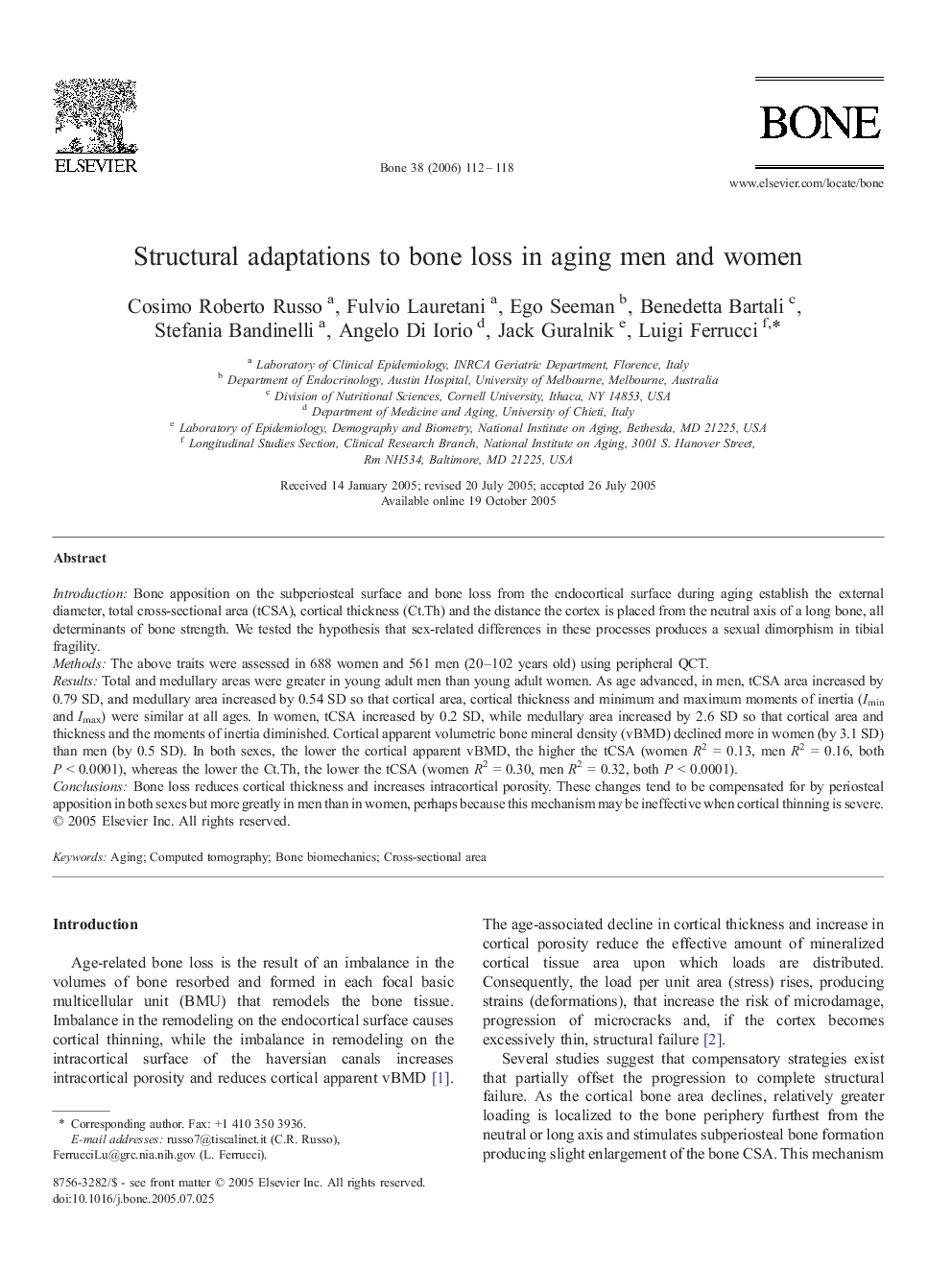 Structural adaptations to bone loss in aging men and women