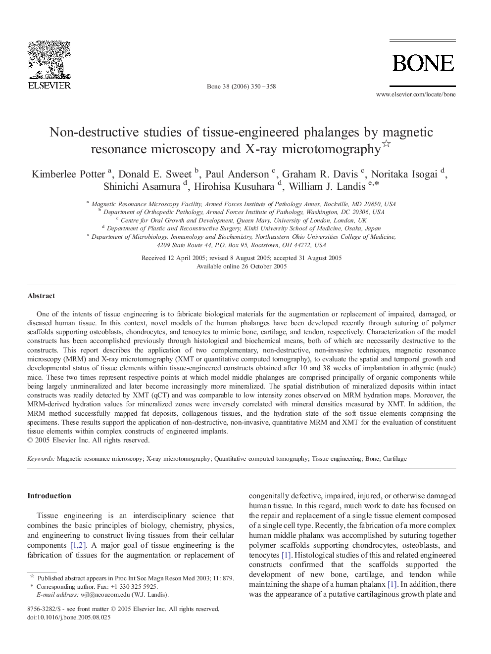 Non-destructive studies of tissue-engineered phalanges by magnetic resonance microscopy and X-ray microtomography 