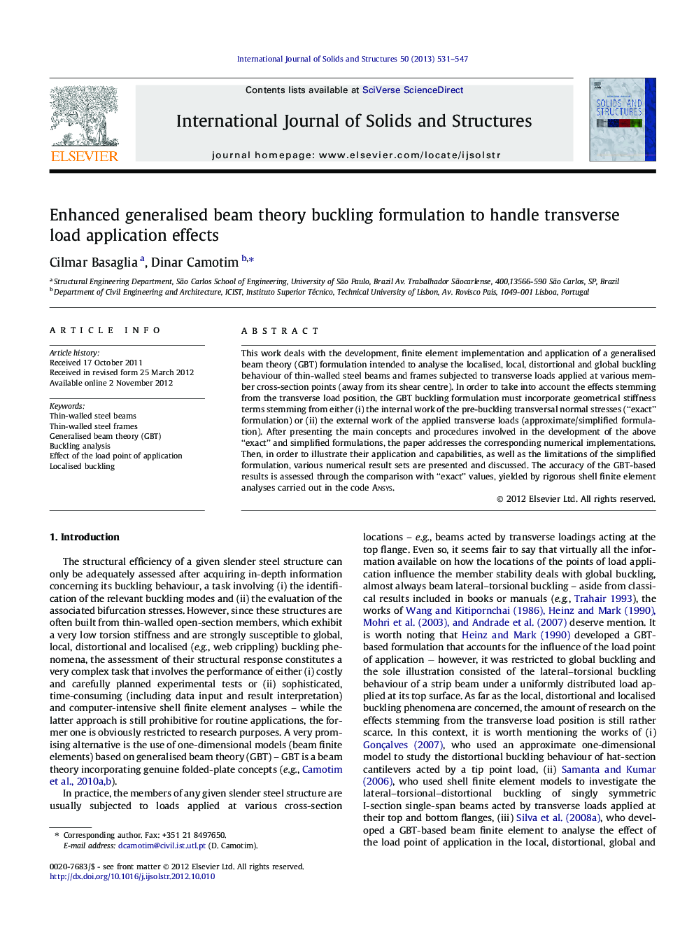 Enhanced generalised beam theory buckling formulation to handle transverse load application effects