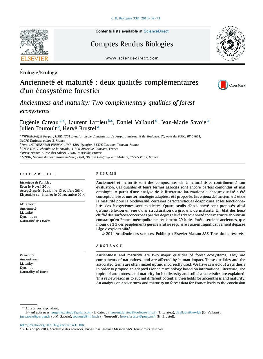 Ancienneté et maturité : deux qualités complémentaires d’un écosystème forestier