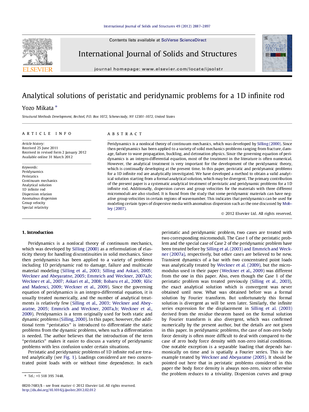 Analytical solutions of peristatic and peridynamic problems for a 1D infinite rod