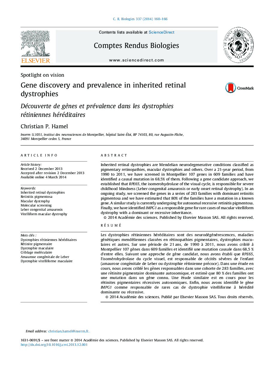 Gene discovery and prevalence in inherited retinal dystrophies