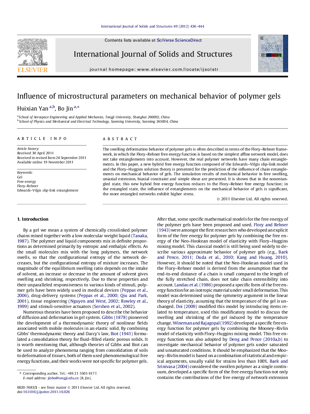 Influence of microstructural parameters on mechanical behavior of polymer gels