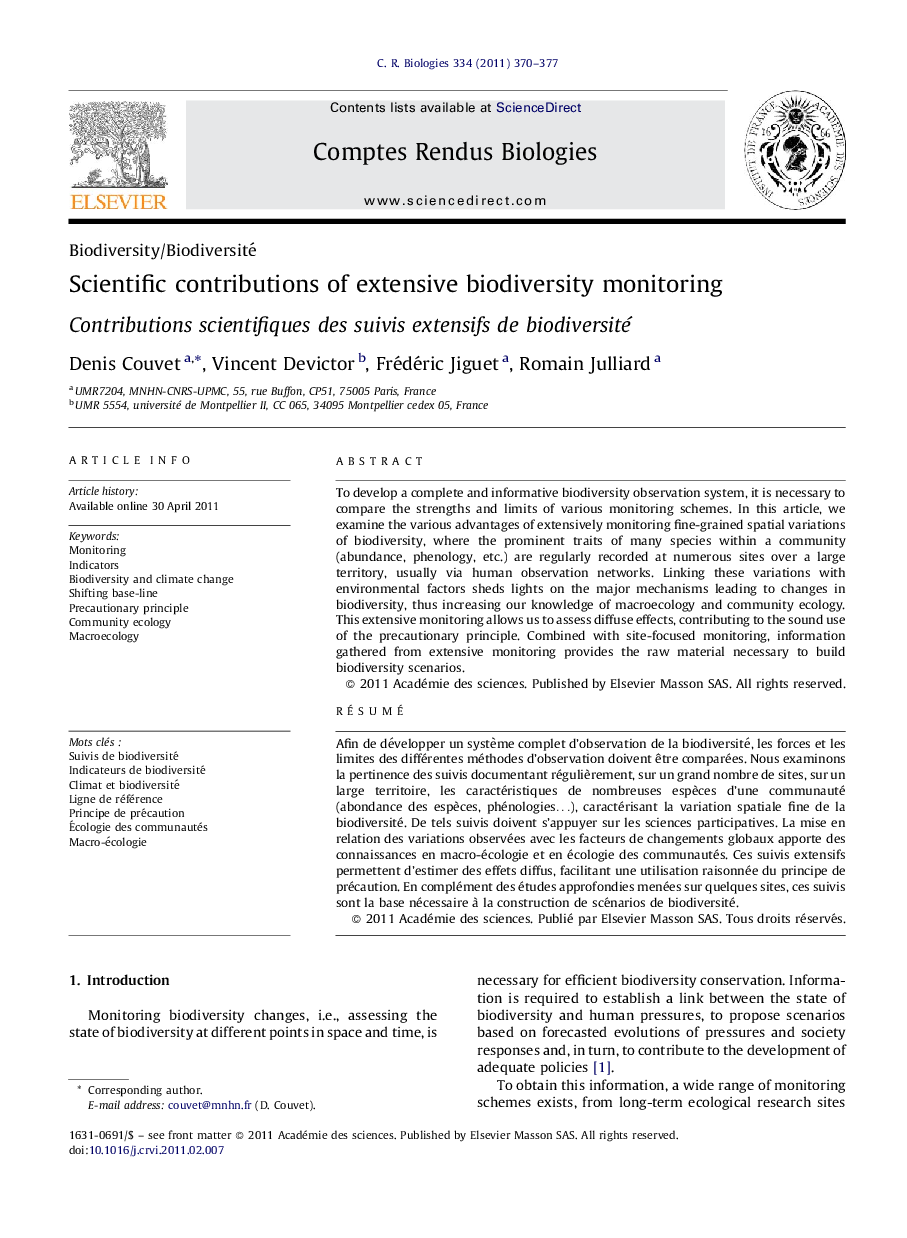 Scientific contributions of extensive biodiversity monitoring