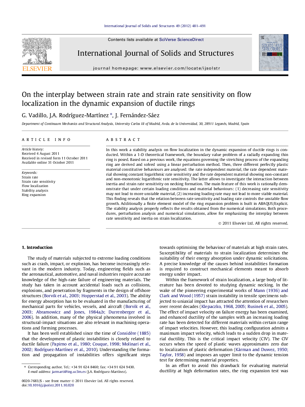 On the interplay between strain rate and strain rate sensitivity on flow localization in the dynamic expansion of ductile rings