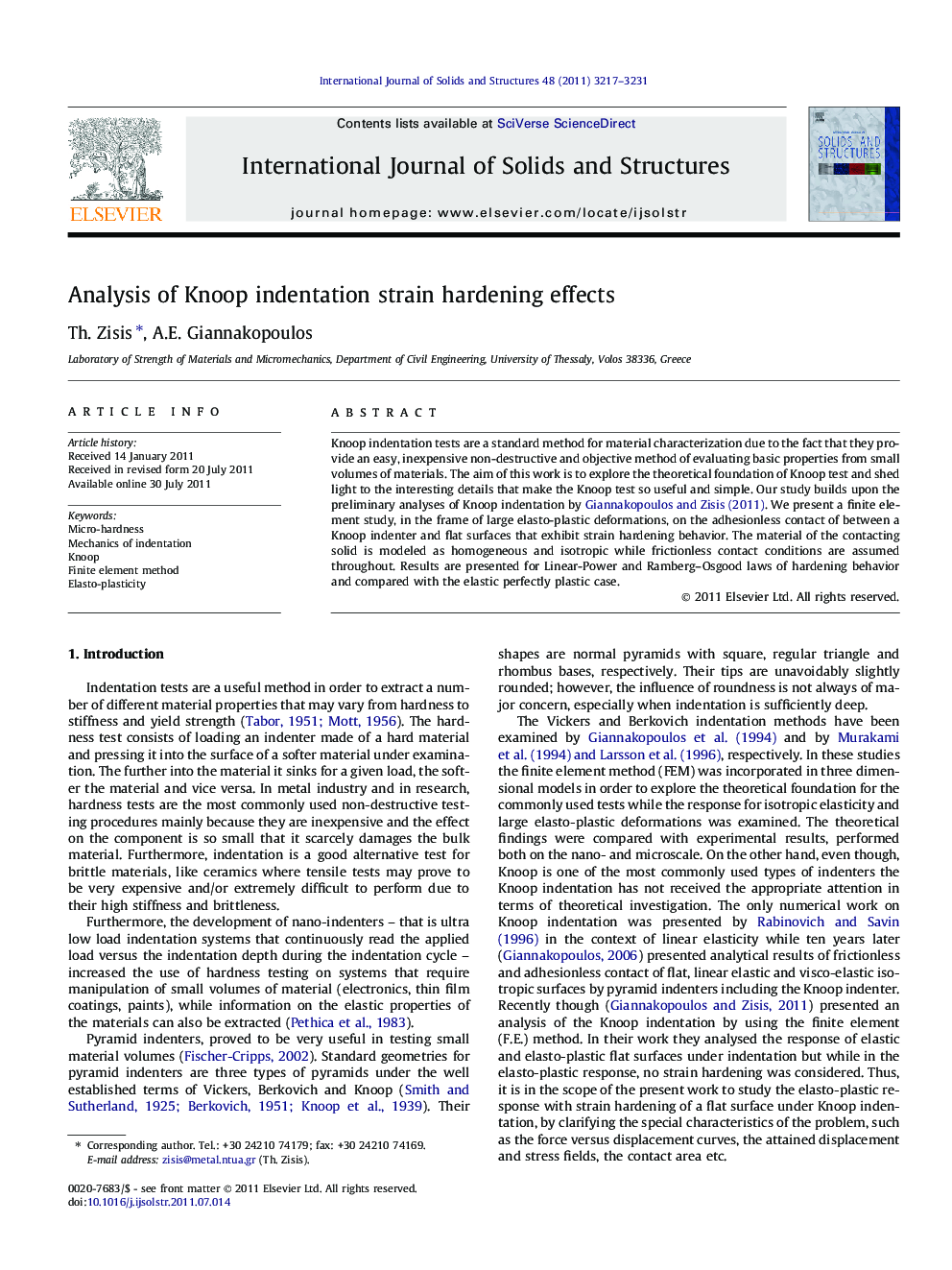 Analysis of Knoop indentation strain hardening effects