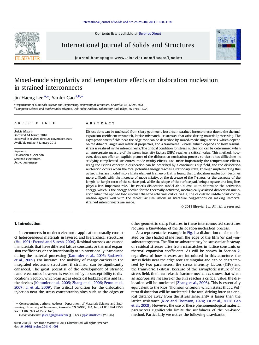 Mixed-mode singularity and temperature effects on dislocation nucleation in strained interconnects