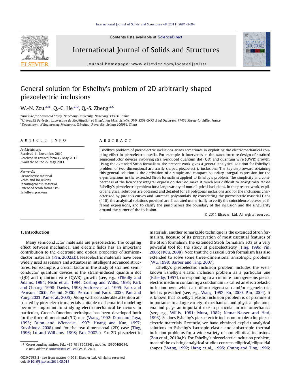 General solution for Eshelby’s problem of 2D arbitrarily shaped piezoelectric inclusions