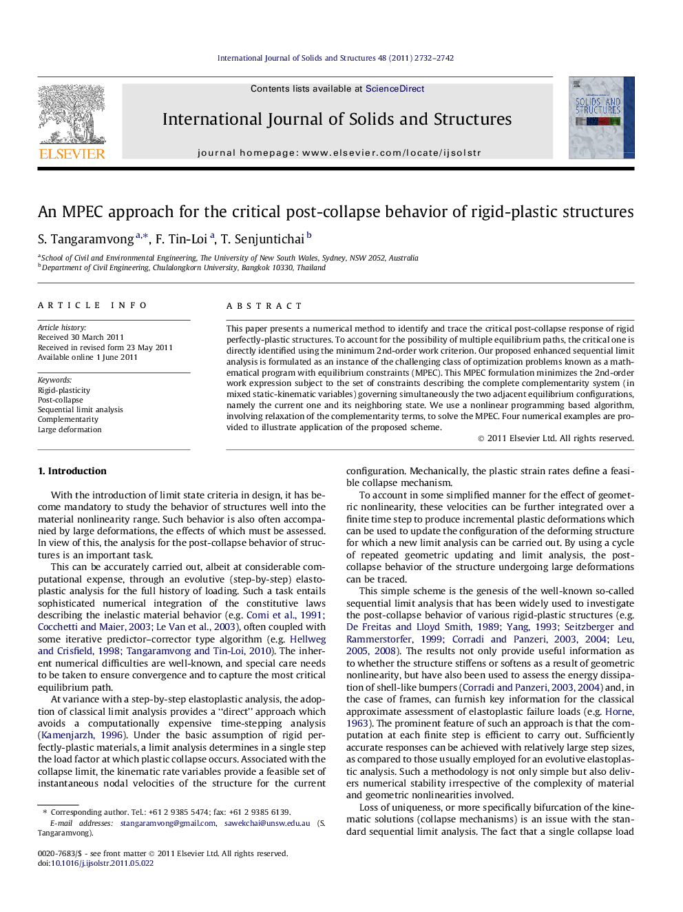 An MPEC approach for the critical post-collapse behavior of rigid-plastic structures