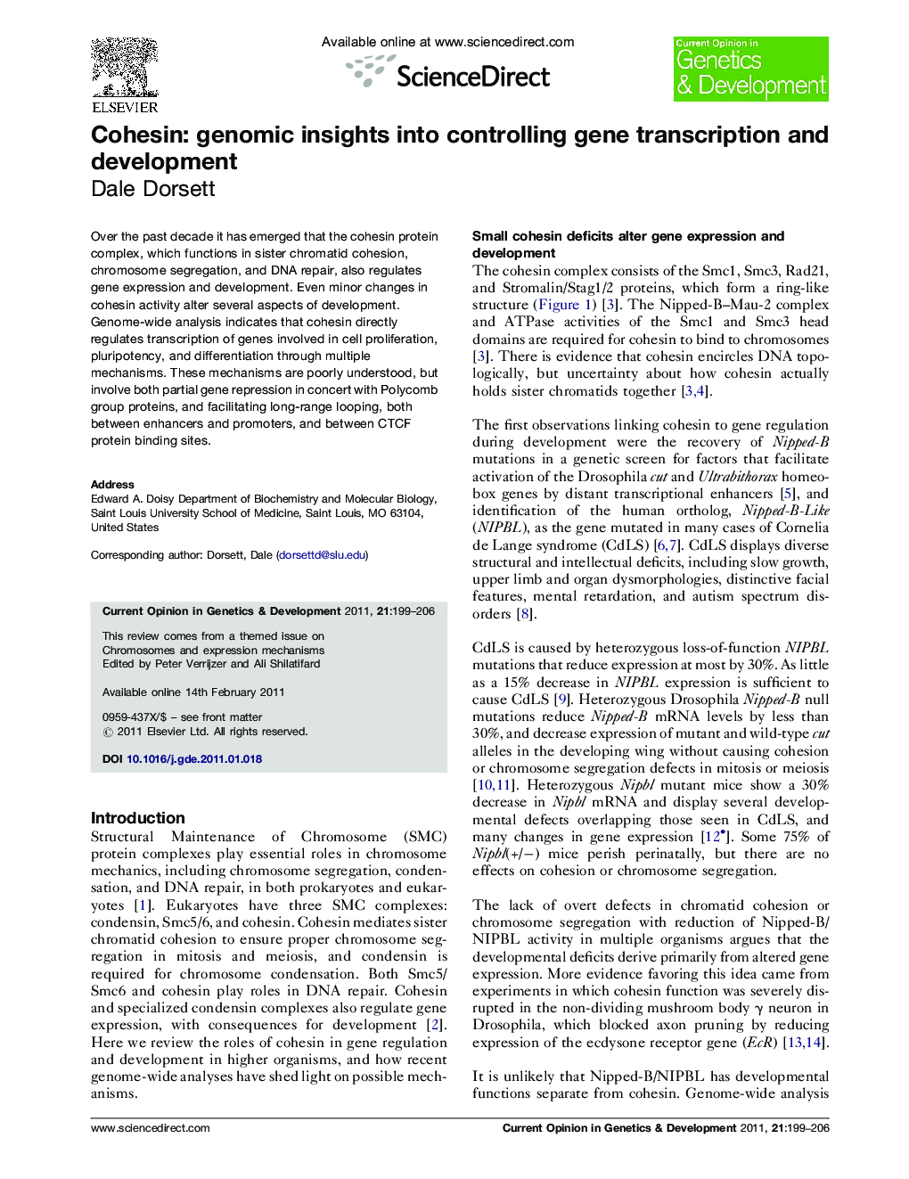 Cohesin: genomic insights into controlling gene transcription and development