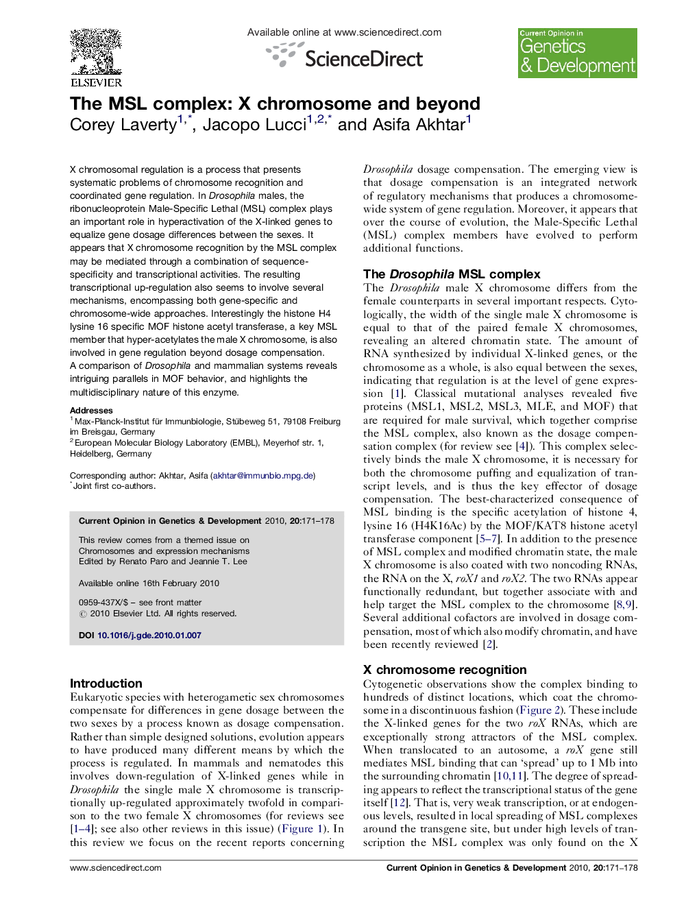 The MSL complex: X chromosome and beyond