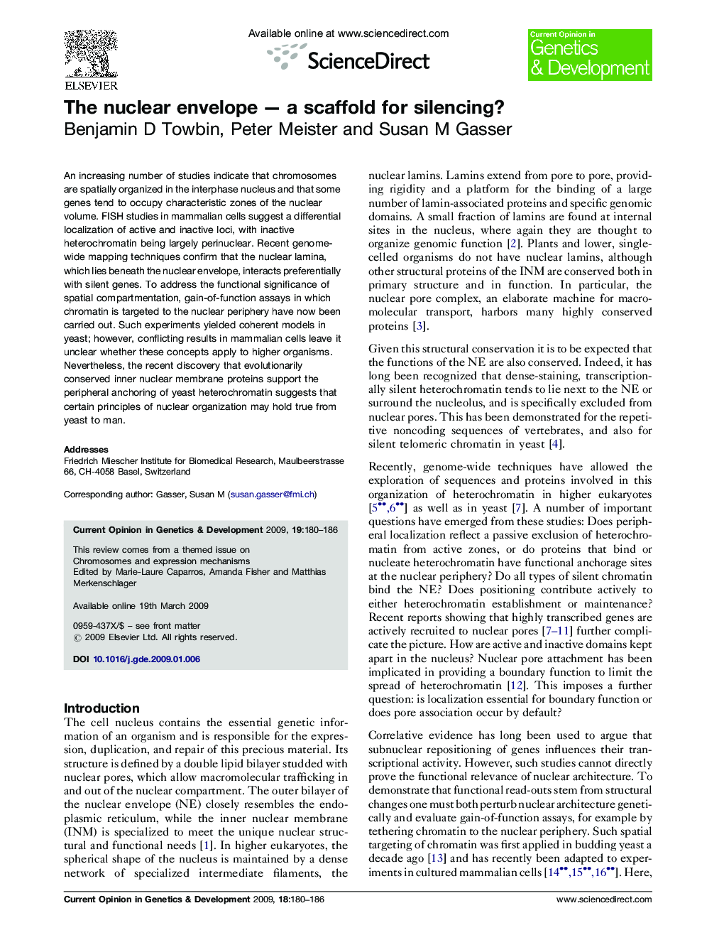 The nuclear envelope — a scaffold for silencing?