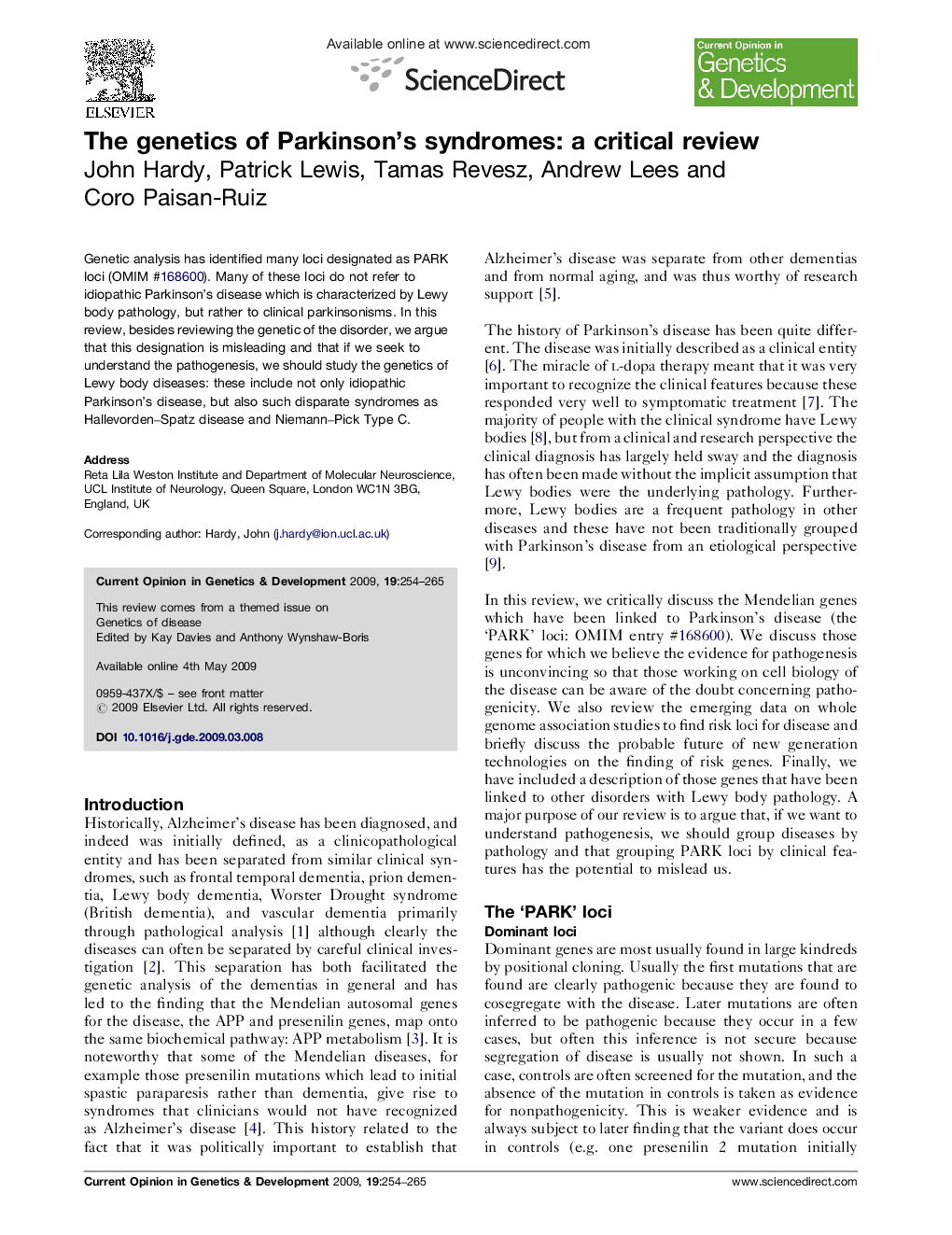 The genetics of Parkinson's syndromes: a critical review