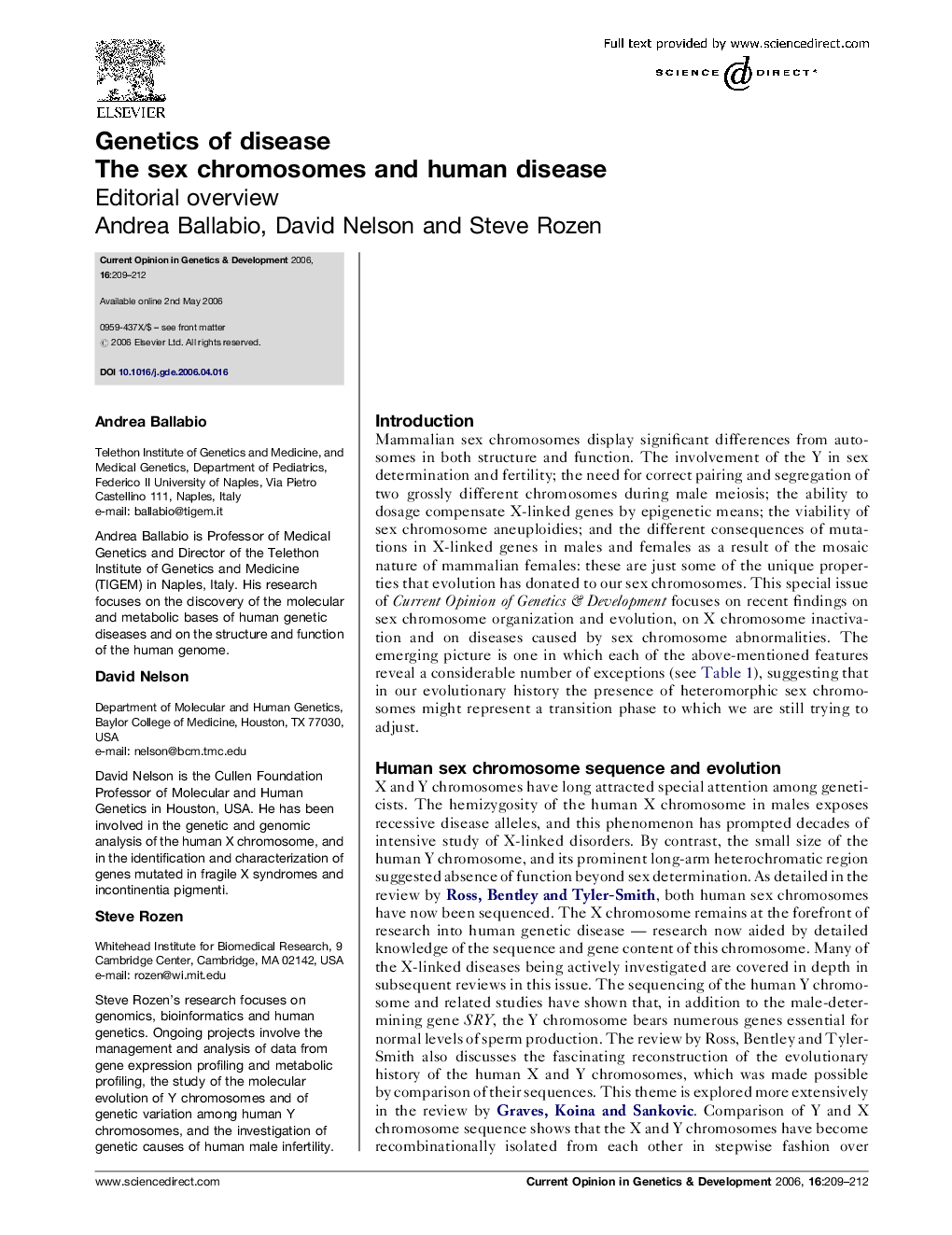 Genetics of disease