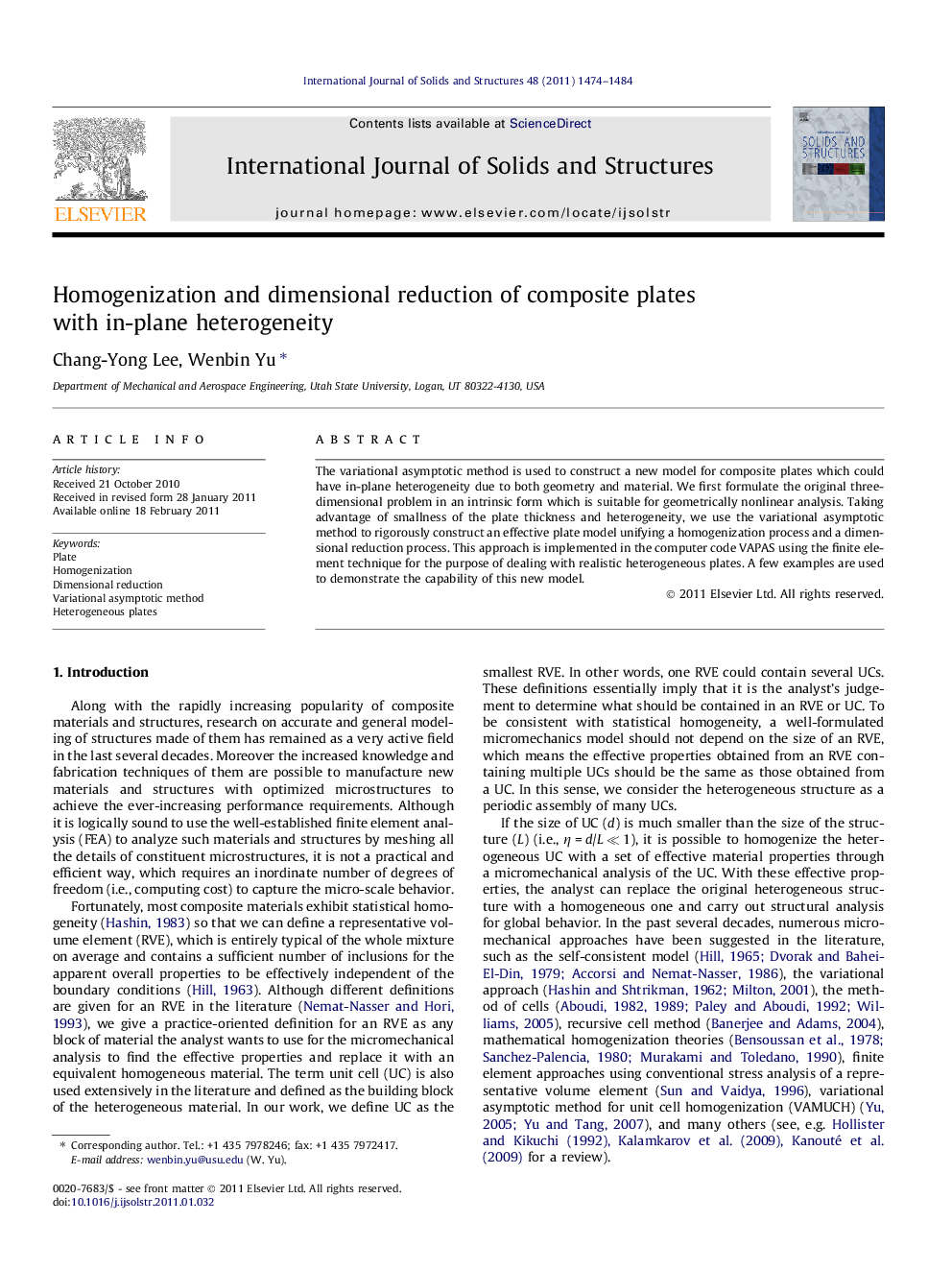 Homogenization and dimensional reduction of composite plates with in-plane heterogeneity