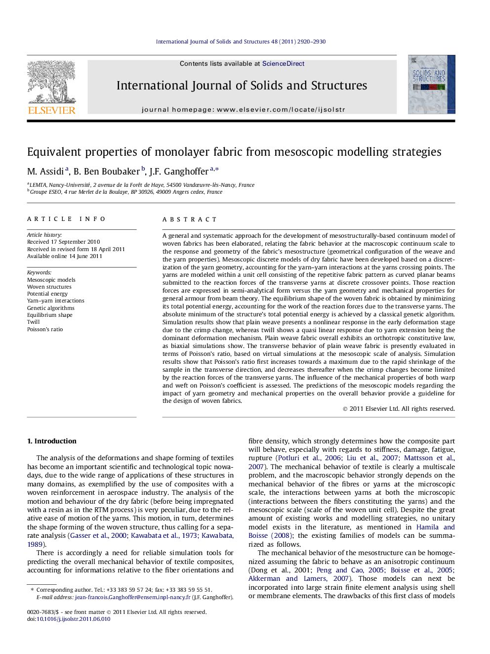 Equivalent properties of monolayer fabric from mesoscopic modelling strategies