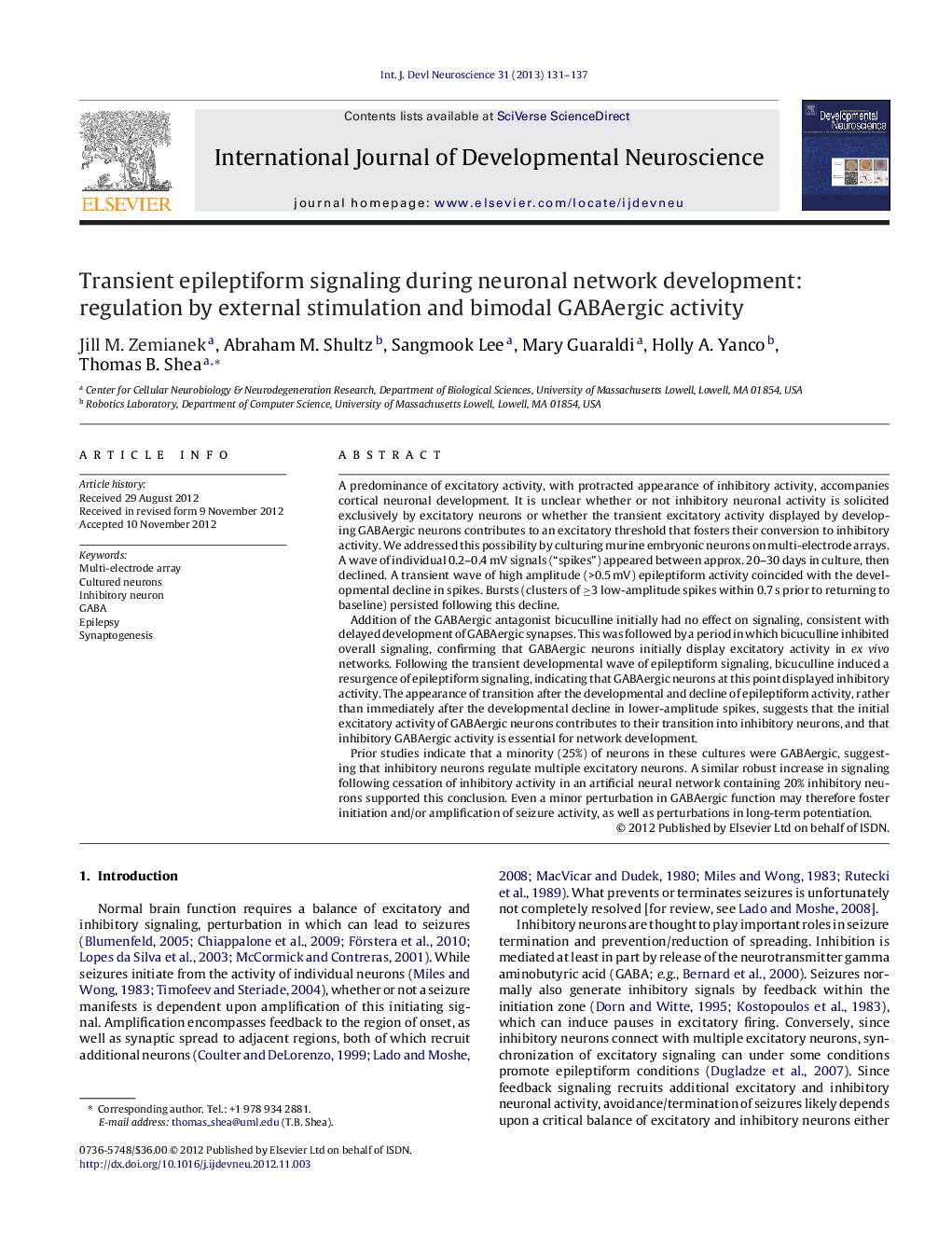 Transient epileptiform signaling during neuronal network development: regulation by external stimulation and bimodal GABAergic activity