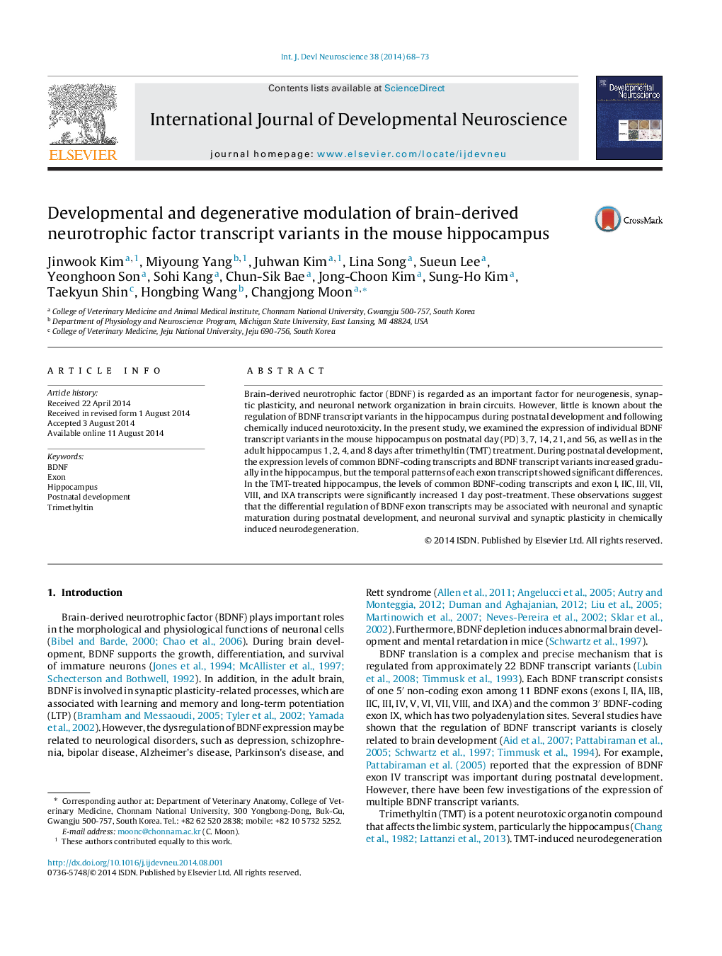 Developmental and degenerative modulation of brain-derived neurotrophic factor transcript variants in the mouse hippocampus