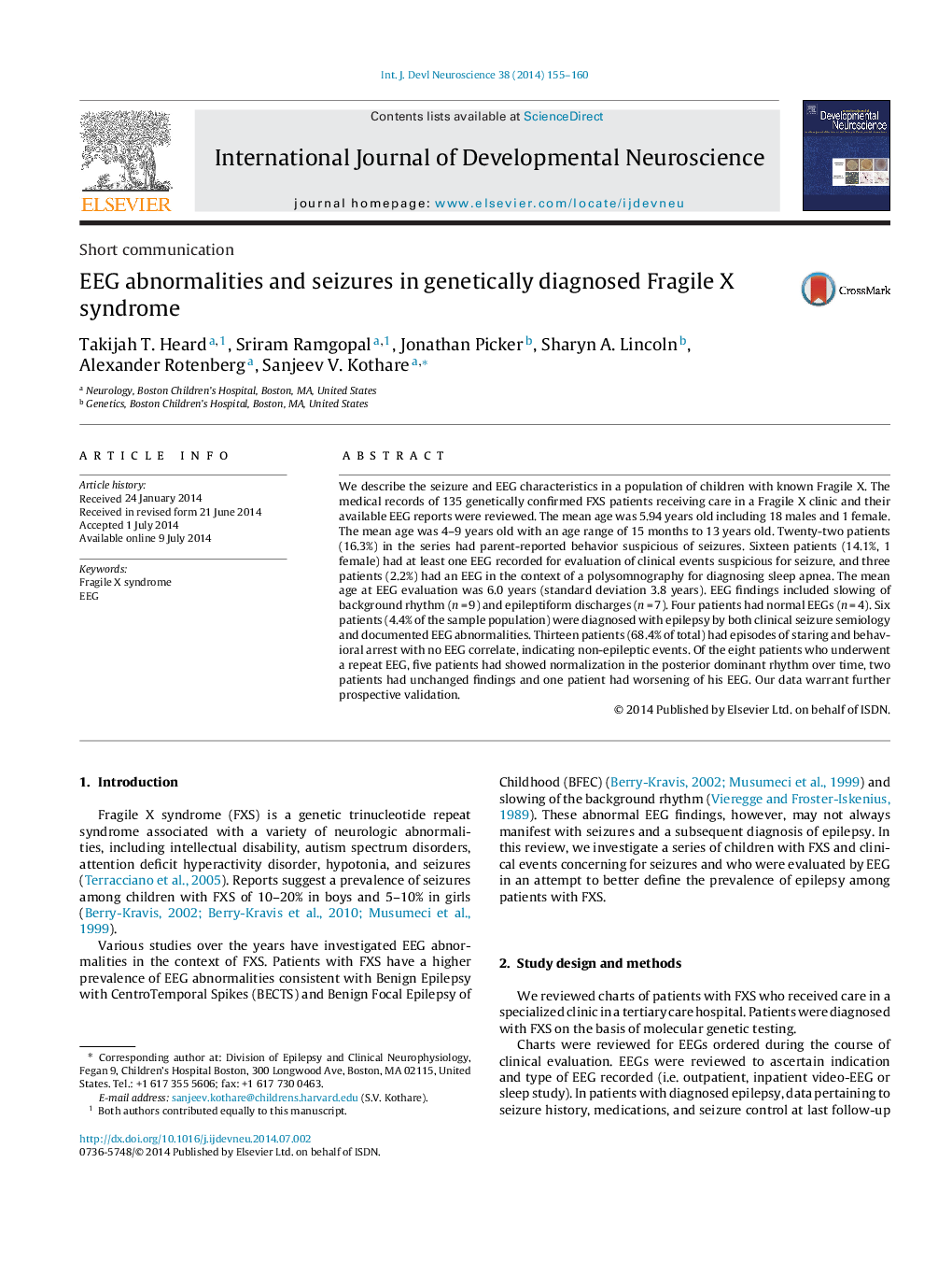 EEG abnormalities and seizures in genetically diagnosed Fragile X syndrome