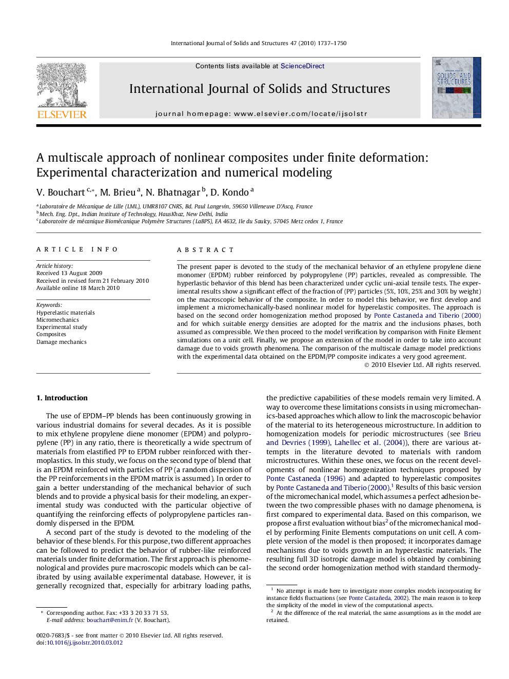 A multiscale approach of nonlinear composites under finite deformation: Experimental characterization and numerical modeling