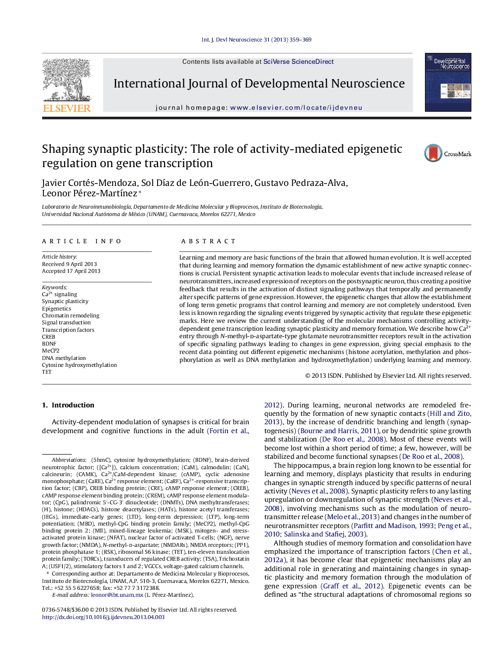 Shaping synaptic plasticity: The role of activity-mediated epigenetic regulation on gene transcription