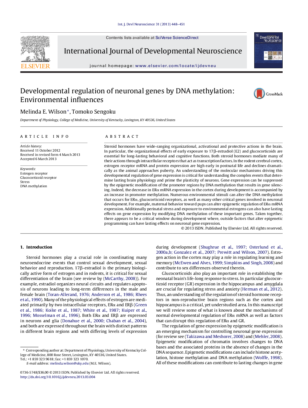 Developmental regulation of neuronal genes by DNA methylation: Environmental influences