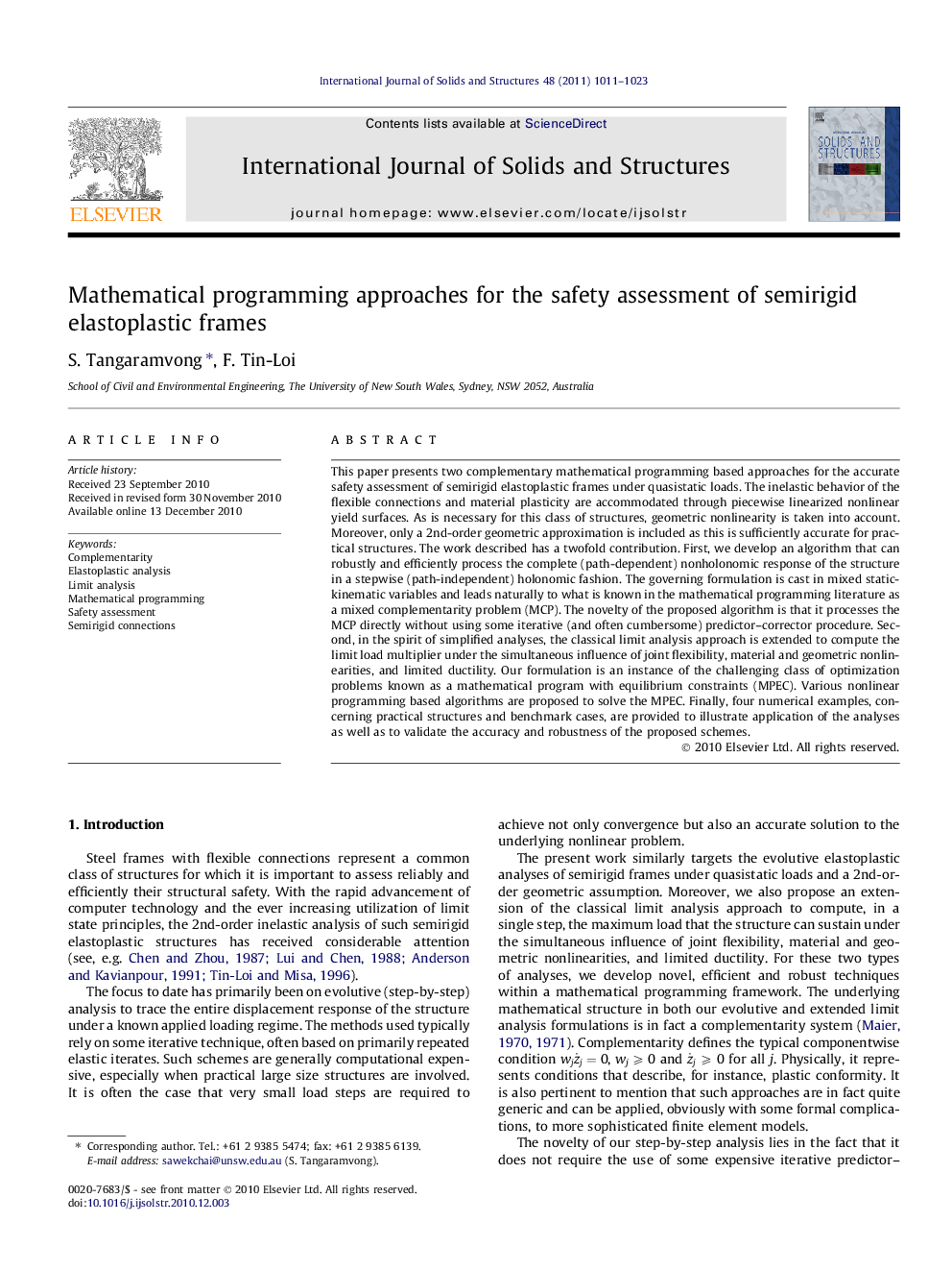 Mathematical programming approaches for the safety assessment of semirigid elastoplastic frames