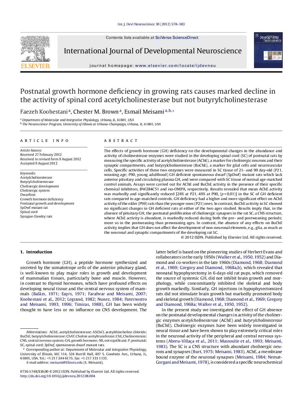 Postnatal growth hormone deficiency in growing rats causes marked decline in the activity of spinal cord acetylcholinesterase but not butyrylcholinesterase