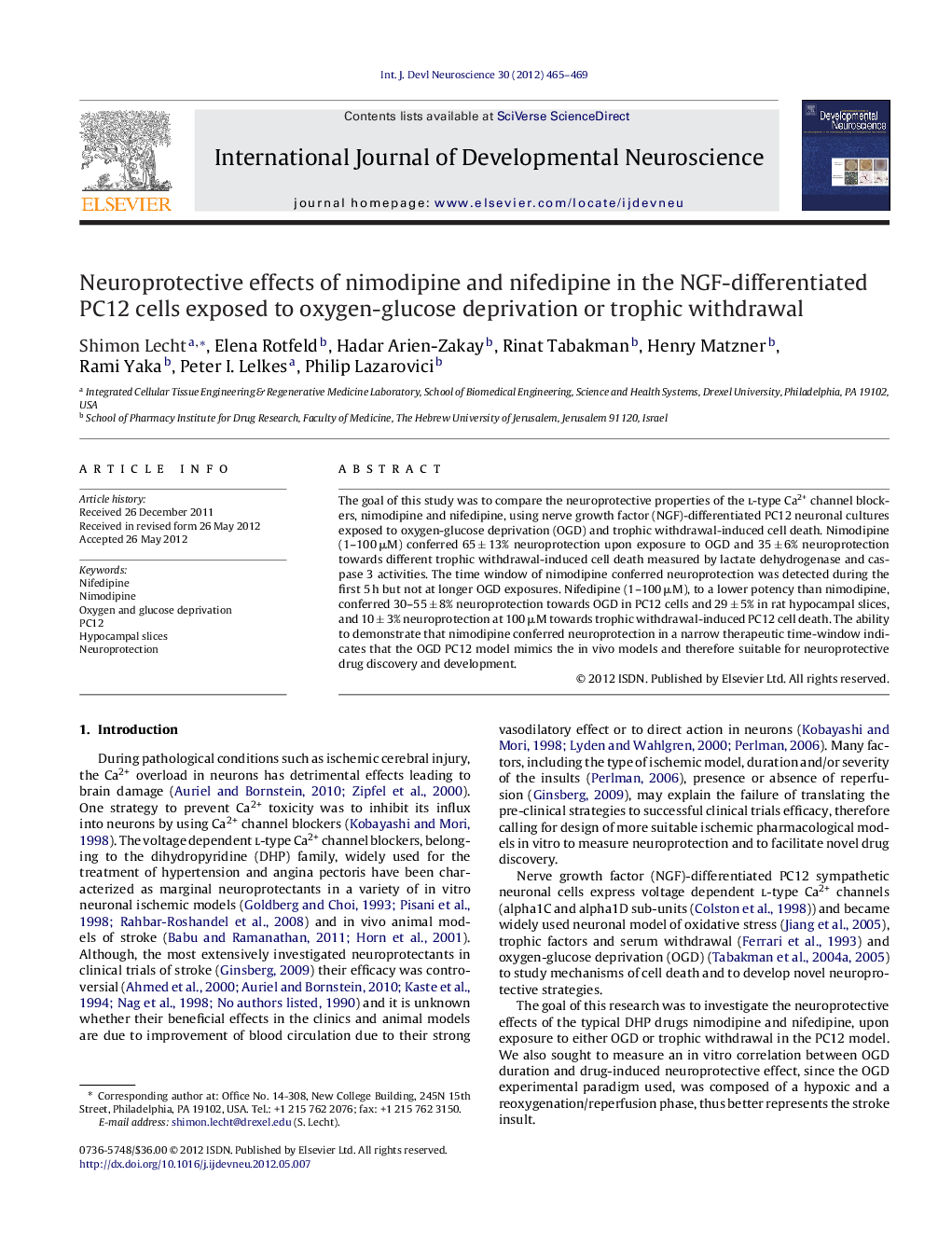 Neuroprotective effects of nimodipine and nifedipine in the NGF-differentiated PC12 cells exposed to oxygen-glucose deprivation or trophic withdrawal