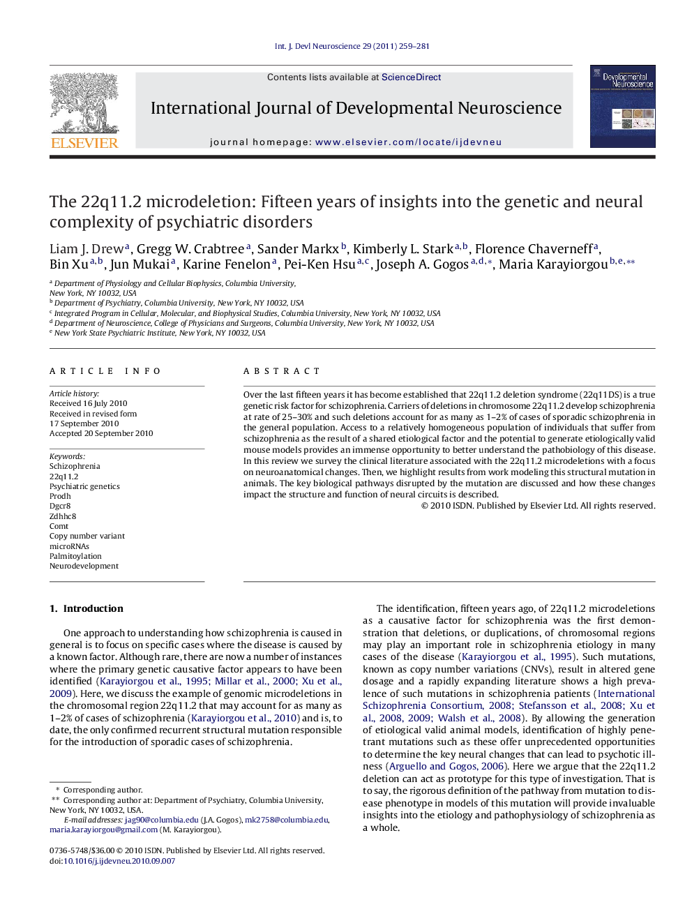 The 22q11.2 microdeletion: Fifteen years of insights into the genetic and neural complexity of psychiatric disorders