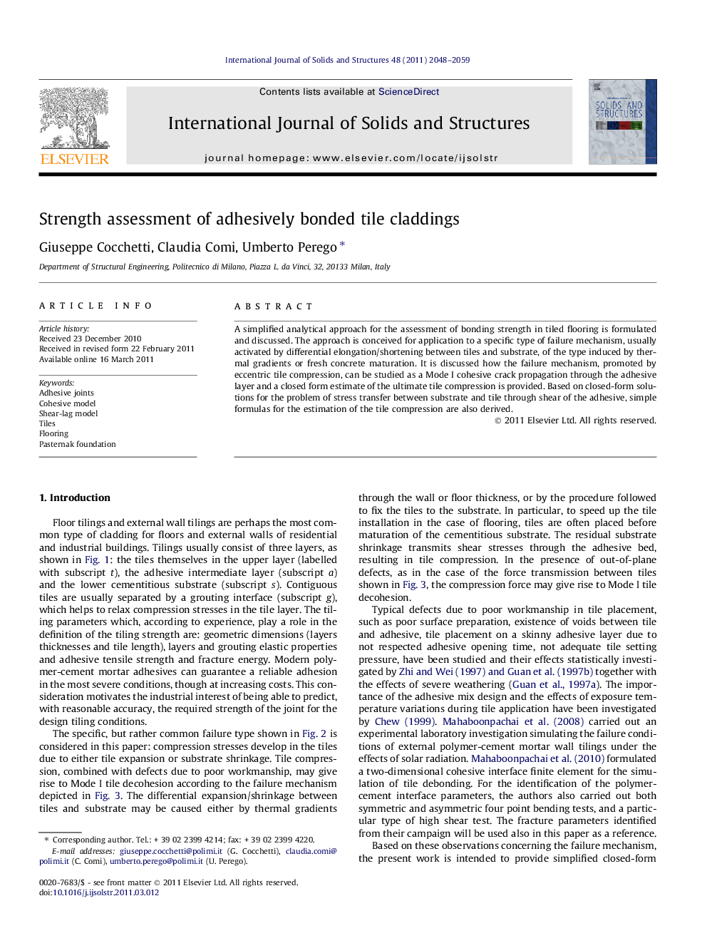 Strength assessment of adhesively bonded tile claddings