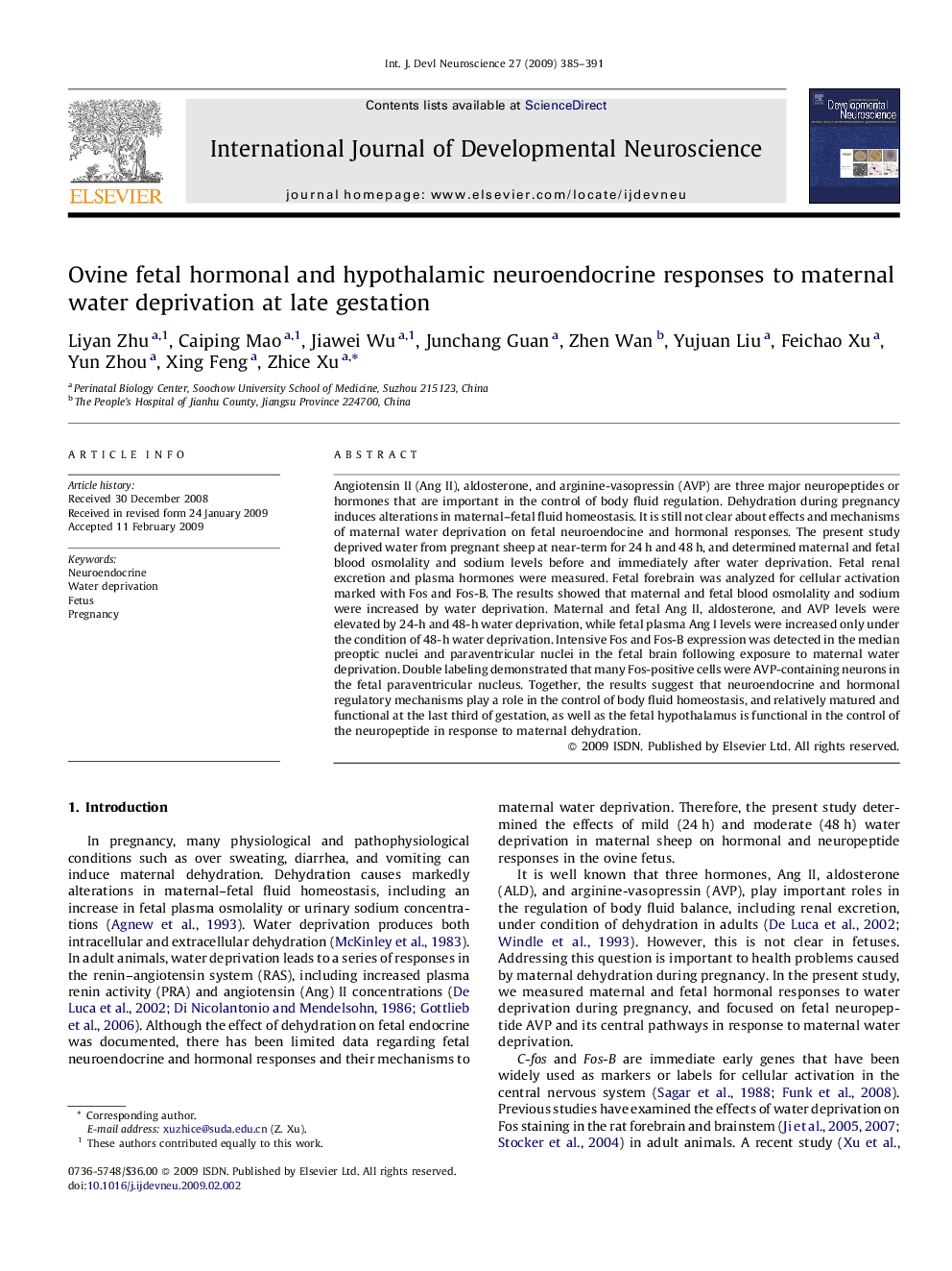 Ovine fetal hormonal and hypothalamic neuroendocrine responses to maternal water deprivation at late gestation