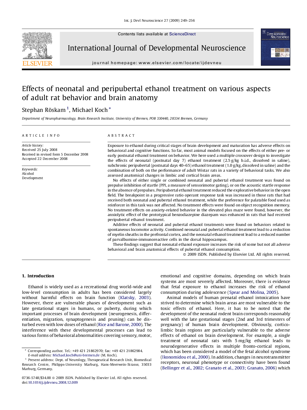 Effects of neonatal and peripubertal ethanol treatment on various aspects of adult rat behavior and brain anatomy