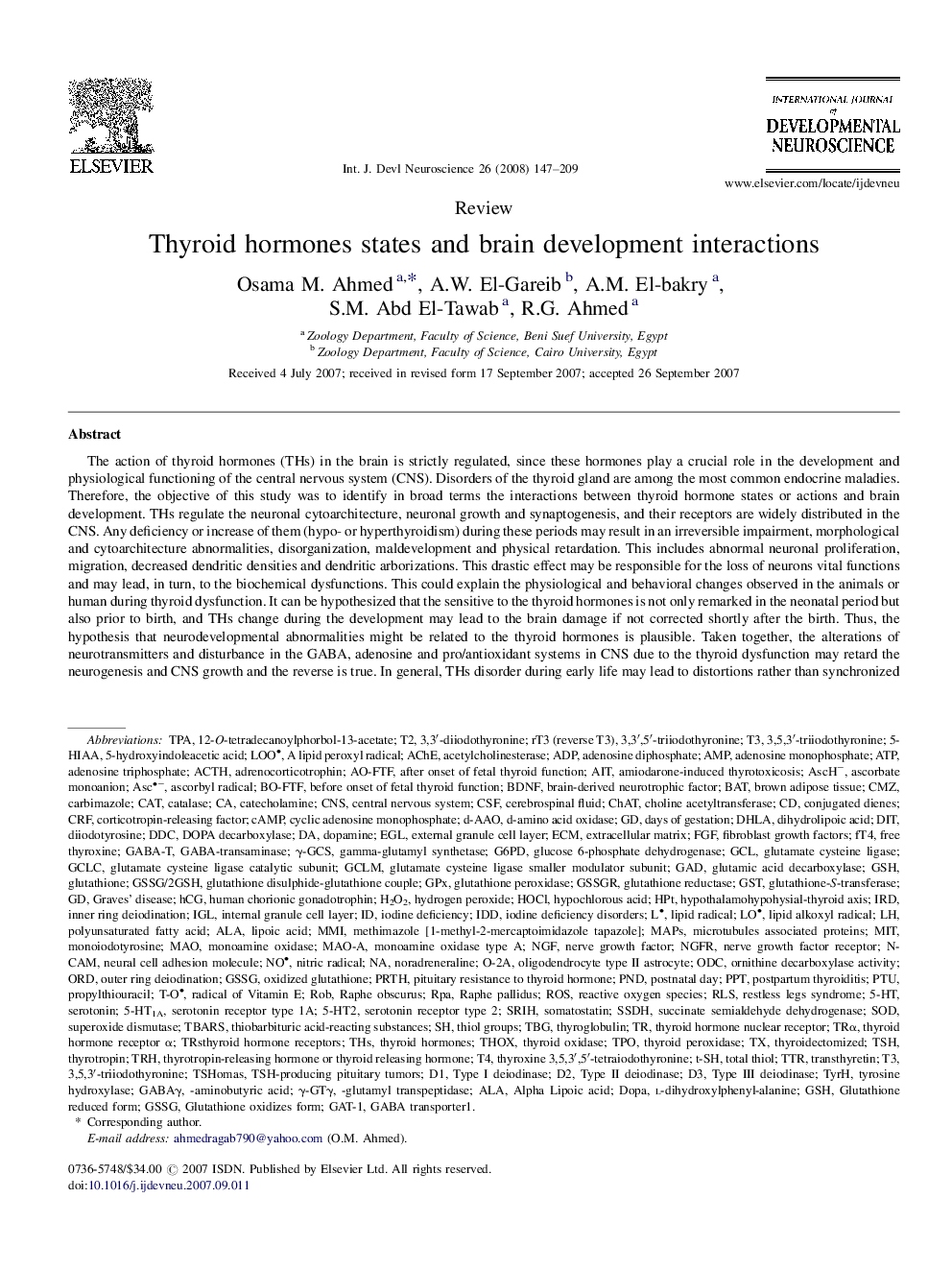 Thyroid hormones states and brain development interactions