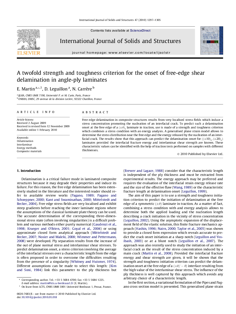 A twofold strength and toughness criterion for the onset of free-edge shear delamination in angle-ply laminates