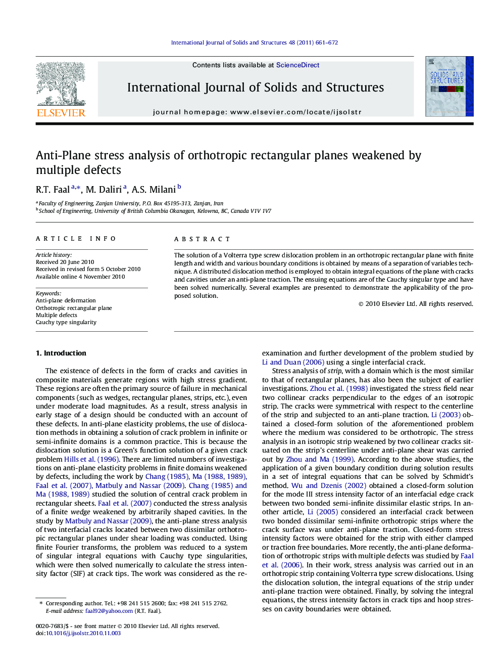 Anti-Plane stress analysis of orthotropic rectangular planes weakened by multiple defects