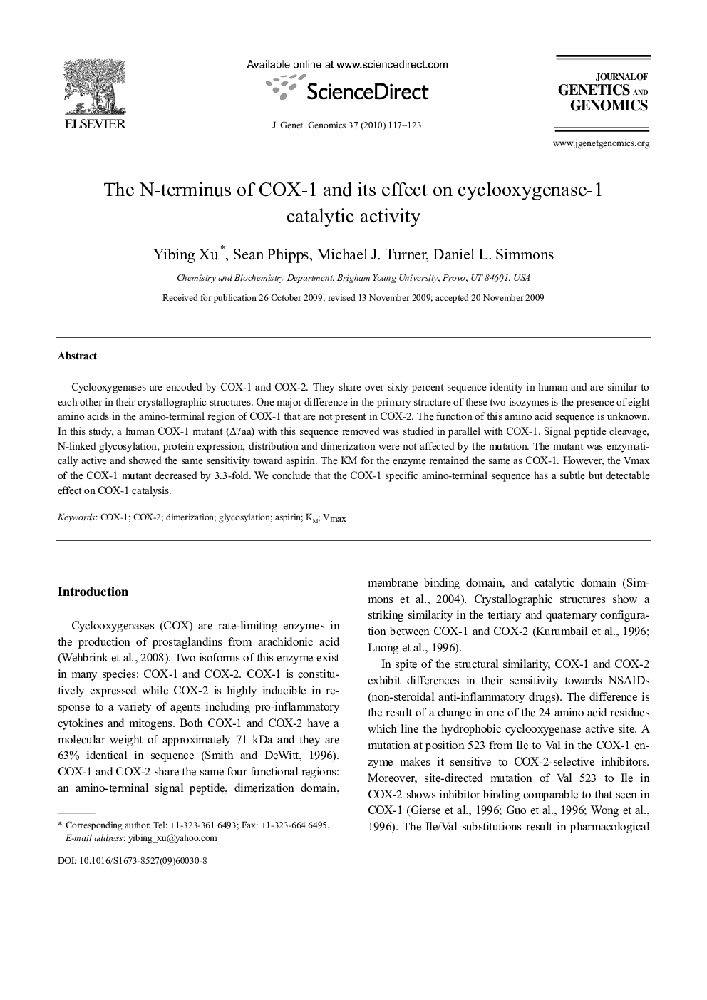 The N-terminus of COX-1 and its effect on cyclooxygenase-1 catalytic activity