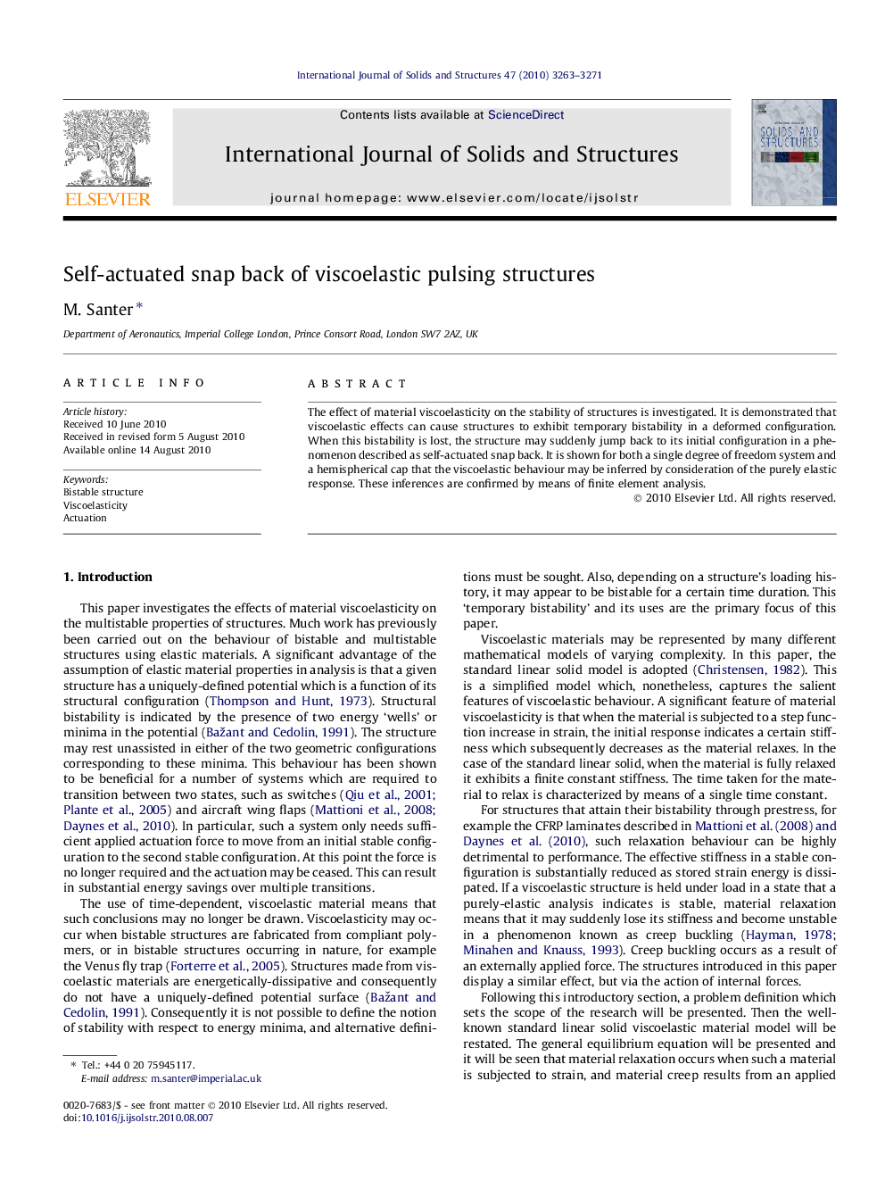 Self-actuated snap back of viscoelastic pulsing structures