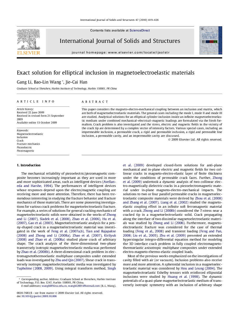 Exact solution for elliptical inclusion in magnetoelectroelastic materials