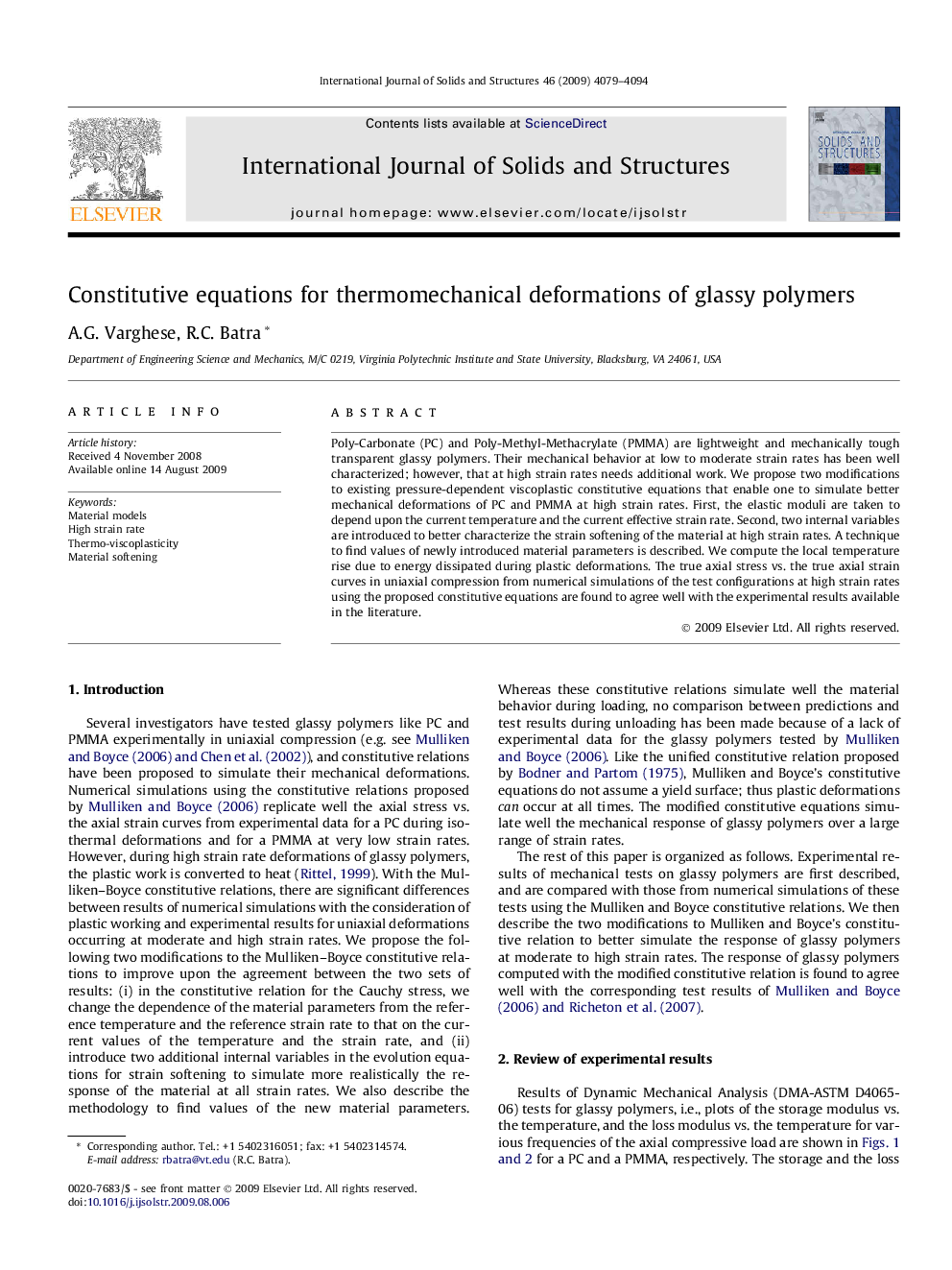 Constitutive equations for thermomechanical deformations of glassy polymers